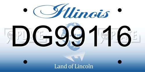 DG99116 Illinois License Plate
