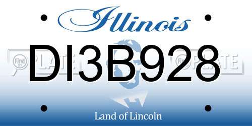DI3B928 Illinois License Plate