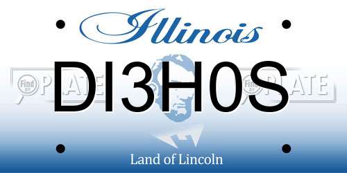 DI3H0S Illinois License Plate