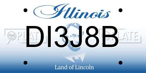 DI3J8B Illinois License Plate