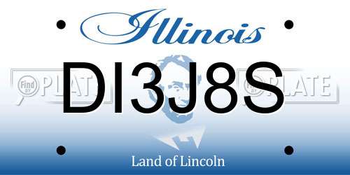 DI3J8S Illinois License Plate