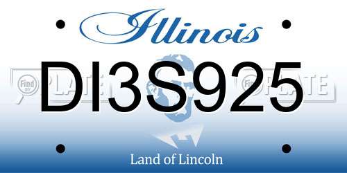 DI3S925 Illinois License Plate