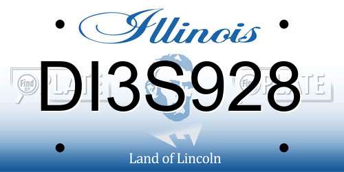 DI3S928 Illinois License Plate