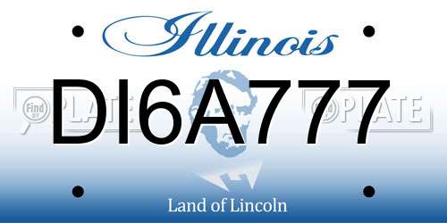 DI6A777 Illinois License Plate