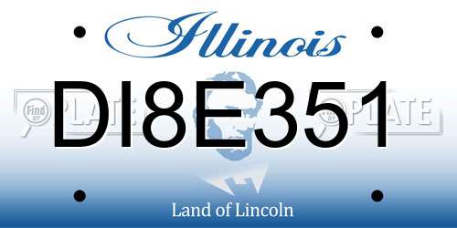 DI8E351 Illinois License Plate
