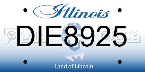 DIE8925 Illinois License Plate