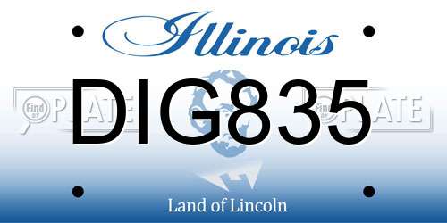 DIG835 Illinois License Plate