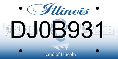 DJ0B931 Illinois License Plate