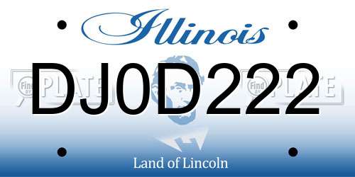 DJ0D222 Illinois License Plate