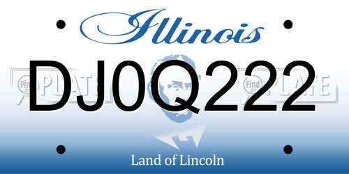 DJ0Q222 Illinois License Plate