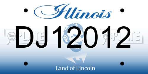 DJ12012 Illinois License Plate