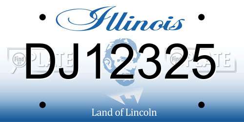 DJ12325 Illinois License Plate