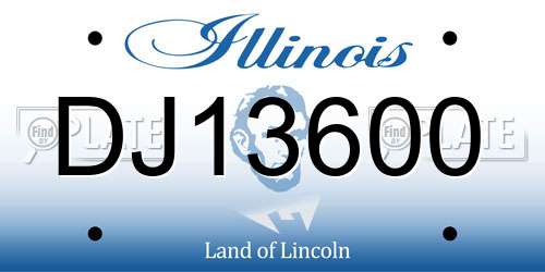 DJ13600 Illinois License Plate