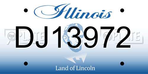 DJ13972 Illinois License Plate