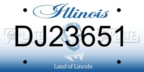 DJ23651 Illinois License Plate