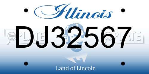 DJ32567 Illinois License Plate