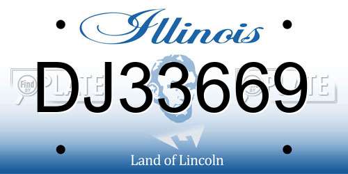 DJ33669 Illinois License Plate