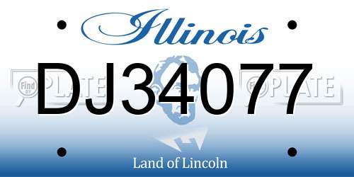 DJ34077 Illinois License Plate