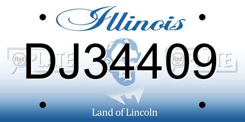 DJ34409 Illinois License Plate