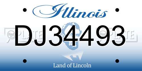 DJ34493 Illinois License Plate