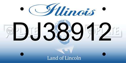 DJ38912 Illinois License Plate