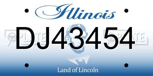DJ43454 Illinois License Plate