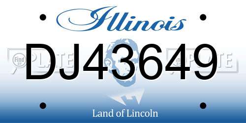DJ43649 Illinois License Plate