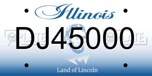 DJ45000 Illinois License Plate