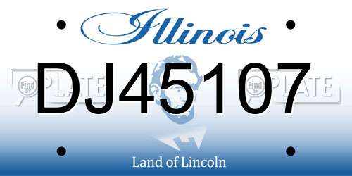 DJ45107 Illinois License Plate