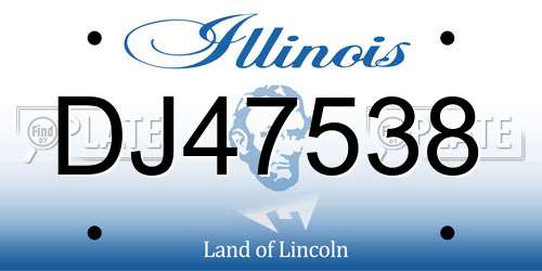 DJ47538 Illinois License Plate