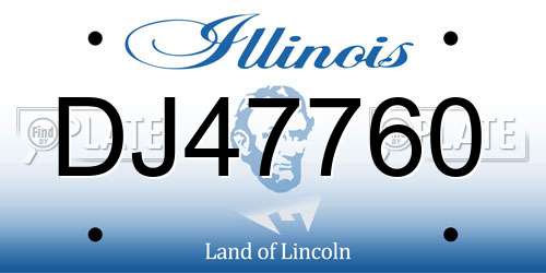 DJ47760 Illinois License Plate