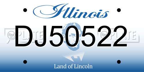 DJ50522 Illinois License Plate