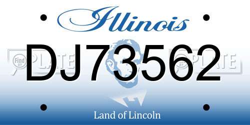 DJ73562 Illinois License Plate