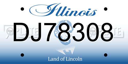 DJ78308 Illinois License Plate
