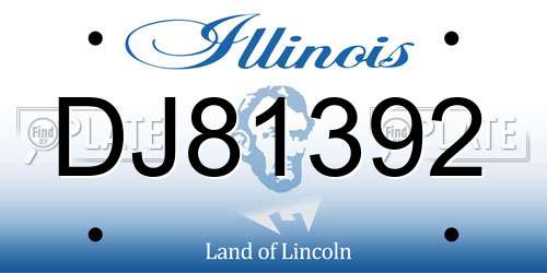 DJ81392 Illinois License Plate