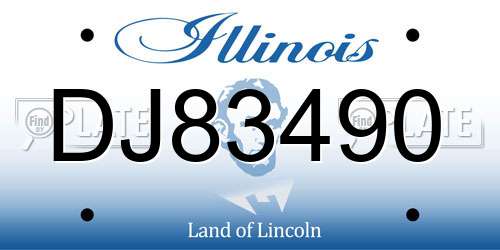 DJ83490 Illinois License Plate