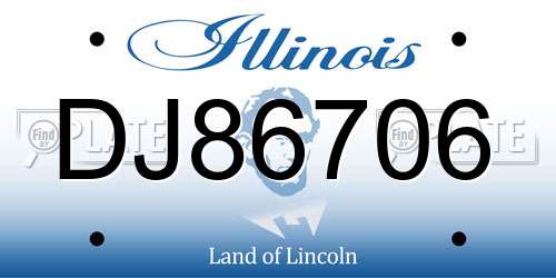 DJ86706 Illinois License Plate