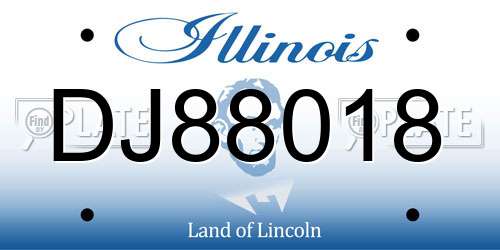 DJ88018 Illinois License Plate