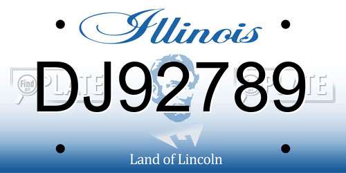 DJ92789 Illinois License Plate