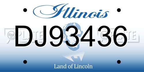 DJ93436 Illinois License Plate