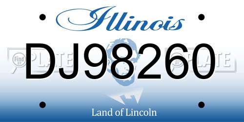 DJ98260 Illinois License Plate