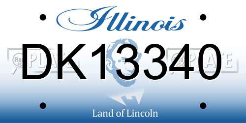 DK13340 Illinois License Plate