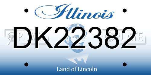 DK22382 Illinois License Plate