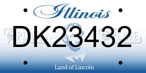 DK23432 Illinois License Plate