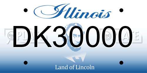DK30000 Illinois License Plate