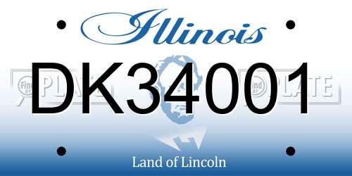 DK34001 Illinois License Plate