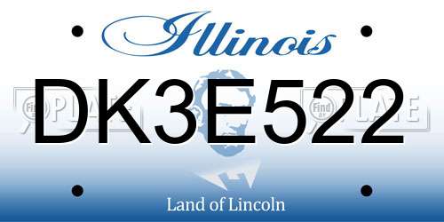 DK3E522 Illinois License Plate