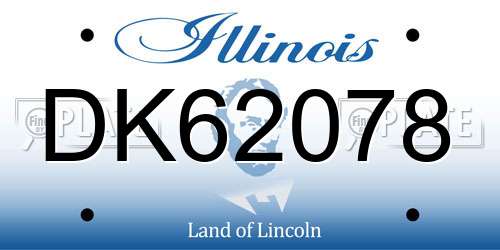 DK62078 Illinois License Plate