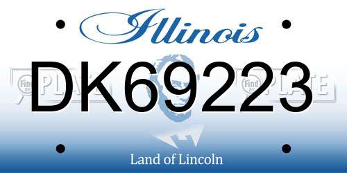 DK69223 Illinois License Plate