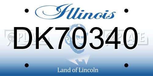 DK70340 Illinois License Plate